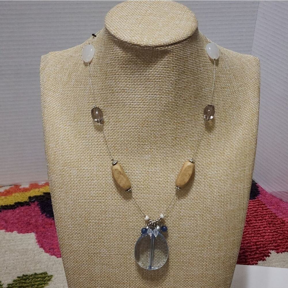 TRESKA beaded pendant illusion necklace new